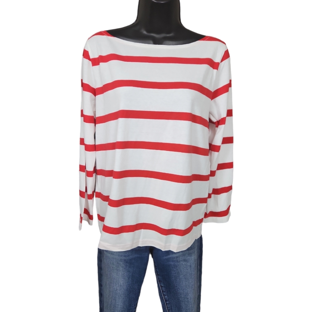 J. Crew Re-Imagined Striped Boatneck Long Sleeve Tee - Small - Picture 5 of 11